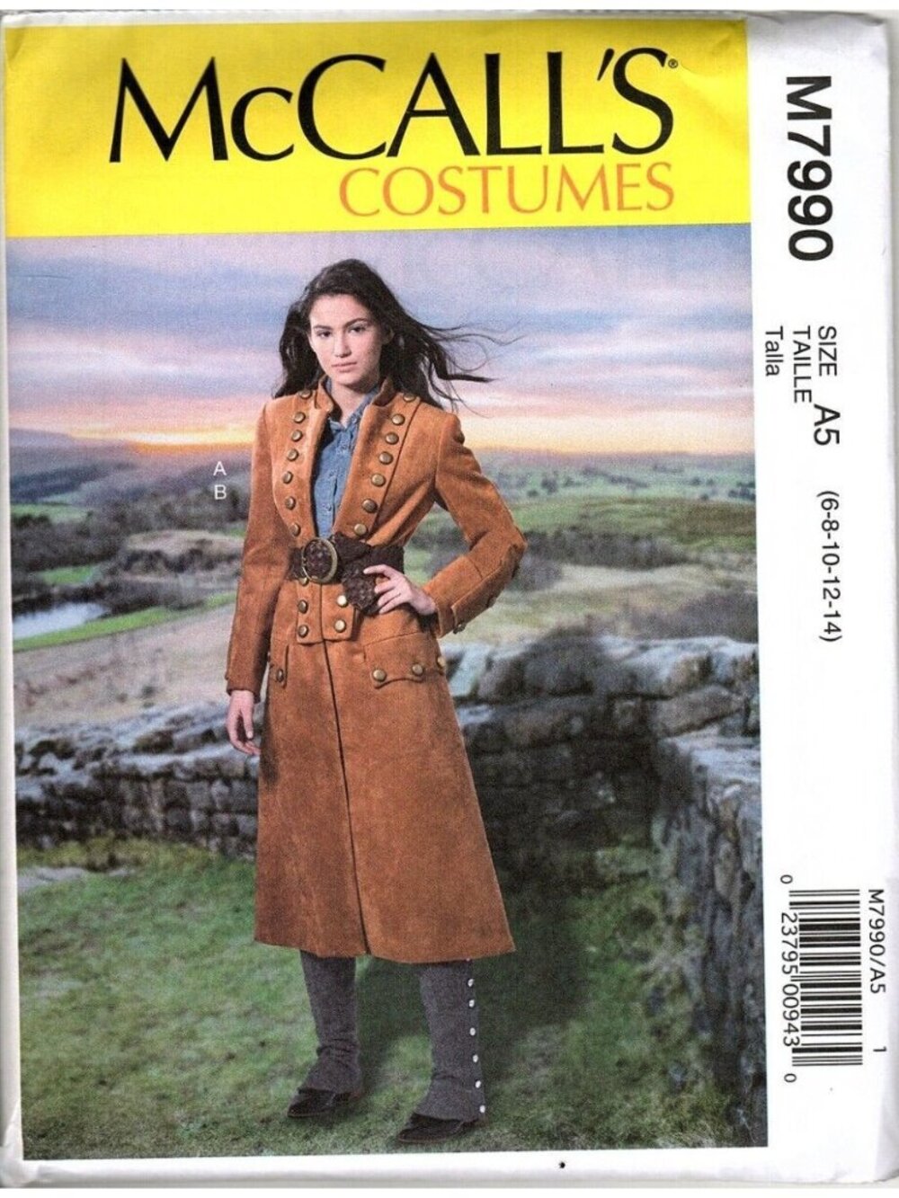 McCalls M7990 Misses 6 to 14 Historical Western Costume Uncut Sewing Pattern